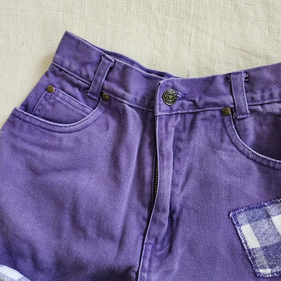 Vintage Purple & Gingham Jean Shorts kids 7 - Picture 5 of 9